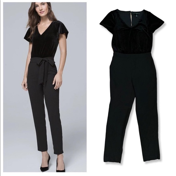 White House Black Market Velvet bodice jumpsuit in black - Picture 1 of 3
